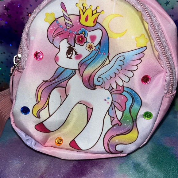 Frilly Little Things Toddler Girl Crossbody Unicorn and Rhinestones - Picture 4 of 4